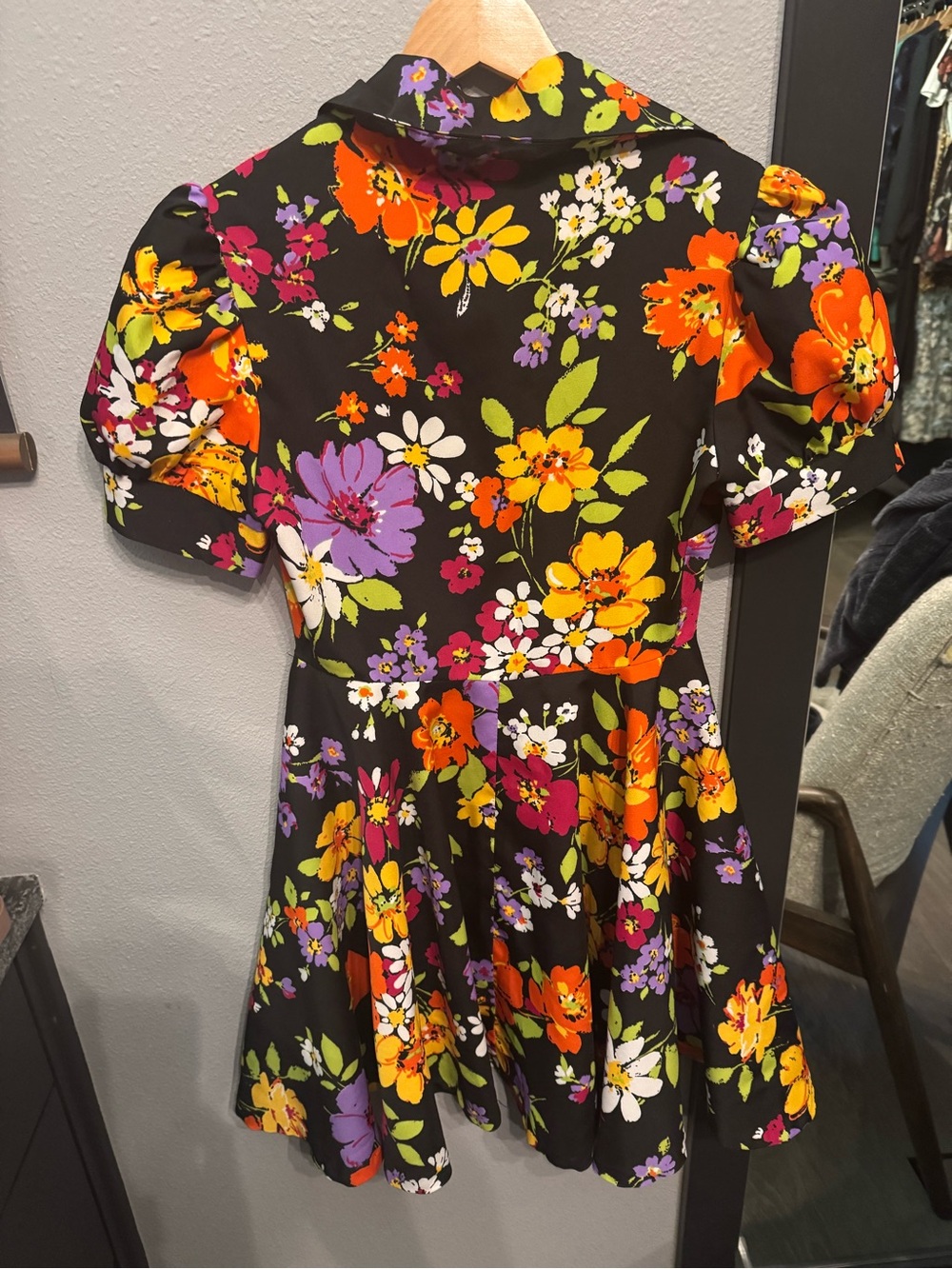 Retro Vintage Floral Button-Front Fit & Mini Flare Dress Bold 70’s Style 🌺 - Picture 13 of 14